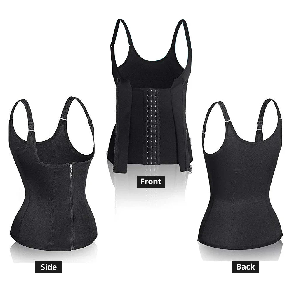 Damen Waist Trainer Tank Top Body Shaper mit Reißverschluss Bauchkontrolle Ärmellose Shapewear Activewear